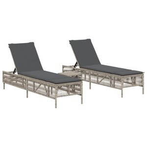 vidaXL Chaises longues lot de 2 avec table gris clair résine tressée