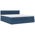 vidaXL Lit ottoman avec matelas et LED bleu 180x200cm tissu