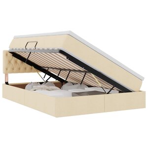 vidaXL Lit de rangement LED avec matelas Crème 140 x 190 cm Tissu