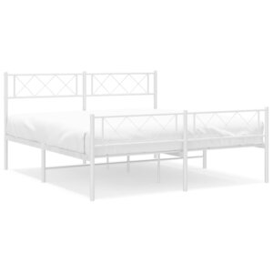 vidaXL Cadre de lit métal avec tête de lit/pied de lit blanc 150x200cm
