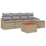 vidaXL Ensemble de canapés de jardin 6 pièces avec coussins beige en rotin synthétique acacia