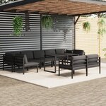 vidaXL Salon de jardin 10 Pièces avec coussins Aluminium Anthracite