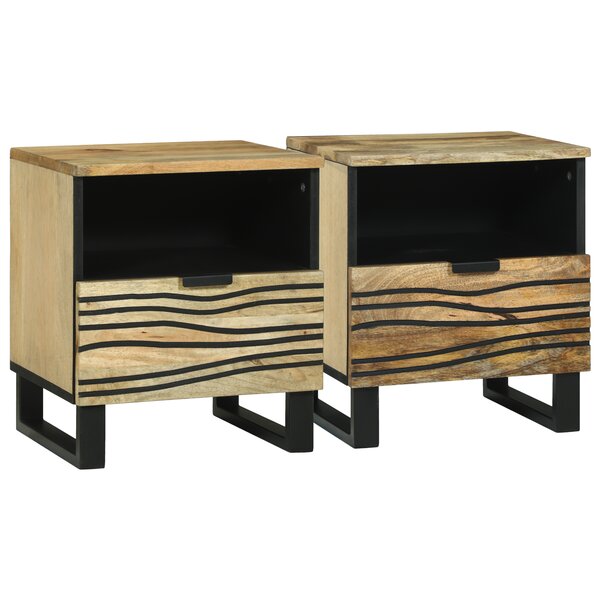 vidaXL Meubles de chevet   Ensemble de 2  40 x 33 x 46 cm  En bois de mangue massif