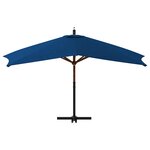 vidaXL Parasol de jardin en porte-à-faux avec mât en bois bleu azuré