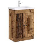 vidaXL Armoire sous évier de salle de bain Bois ancien