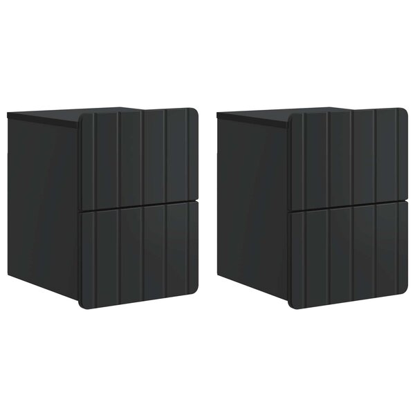 vidaXL Cabinet de chevet mural 2 Pièces Noir 33 x 34 5 x 43 cm