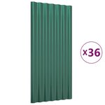 vidaXL Panneaux de toiture 36 Pièces Acier enduit de poudre Vert 80x36 cm