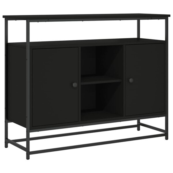 vidaXL Buffet noir 100x35x80 cm bois d'ingénierie