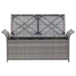 vidaXL Banc de rangement avec coussin gris 138 cm résine tressée
