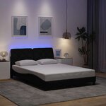 vidaXL Cadre de lit avec LED sans matelas noir 140x190 cm tissu
