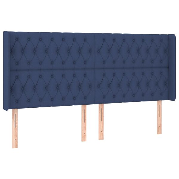 vidaXL Tête de lit avec oreilles Bleu 203x16x118/128 cm Tissu