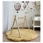 Tapis de jeu nuage en peluche moutarde