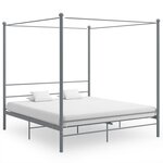 vidaXL Cadre de lit à baldaquin sans matelas gris métal 180x200 cm