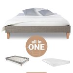 Lit rembourré avec matelas 140x200 Sommier à lattes