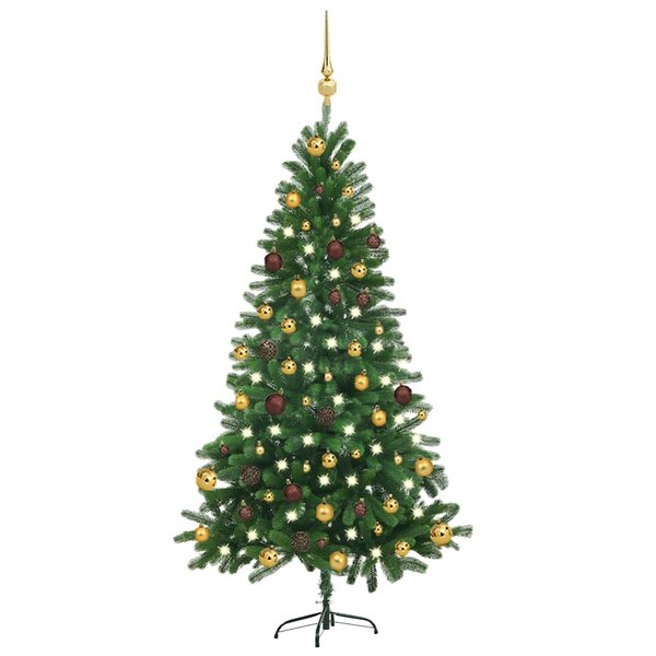 vidaXL Arbre de Noël artificiel pré-éclairé et boules 150 cm Vert