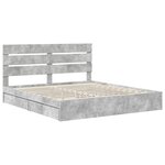 vidaXL Lit de Rangement Gris béton 200 x 200 cm Bois d'ingénierie