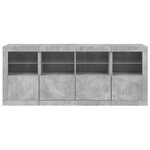 vidaXL Buffet avec lumières LED gris béton 163x37x67 cm