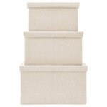 vidaXL Boîtes de rangement empilables 3 Pièces Tissu Crème
