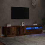 vidaXL Meuble TV avec lumières LED vieux bois bois d'ingénierie