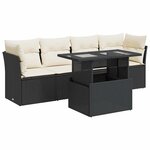 vidaXL Salon de jardin 5 Pièces avec coussins noir résine tressée