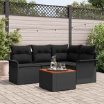 vidaXL Ensemble de canapé de jardin 5 Pièces Noir Poly rotin
