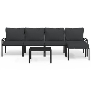 vidaXL Salon de jardin 6 Pièces avec coussins gris acier