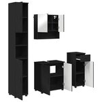 vidaXL Ensemble de mobilier de salle de bain avec tiroir 4 Pièces Noir