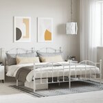 vidaXL Cadre de lit métal avec tête de lit/pied de lit blanc 200x200cm