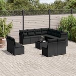 vidaXL Salon de jardin 12 Pièces avec coussins noir résine tressée