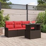 vidaXL Ensemble de canapé de jardin 5 Pièces Marron polyrotin