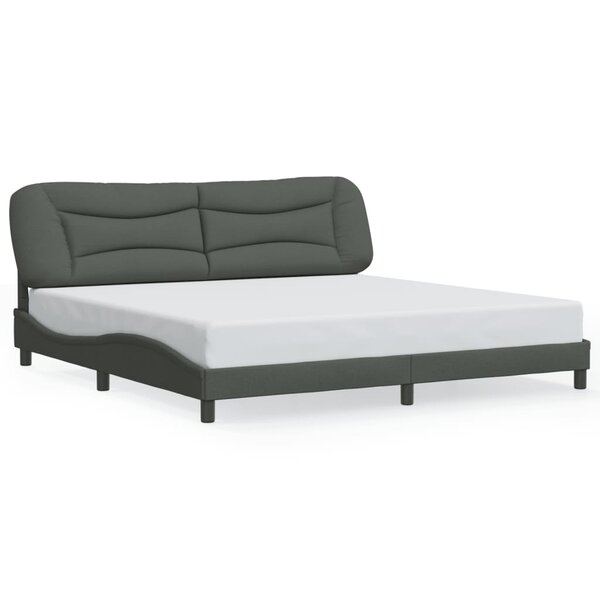 vidaXL Cadre de lit sans matelas Hvar gris foncé 200x200 cm tissu