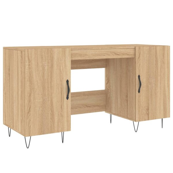Bureau table poste de travail meuble d'ordinateur informatique étude chêne sonoma 140 x 50 x 75 cm bois d'ingénierie brun 02_0023651