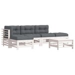 vidaXL Salon de jardin 6 Pièces avec coussins blanc bois massif