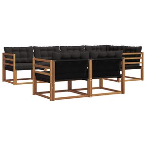 vidaXL Ensemble de canapés d'extérieur 7 pc Naturel et noir