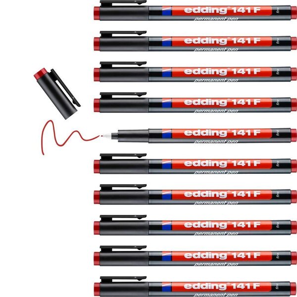 Feutre Permanent 141F Rouge Pointe Fine 0 6 mm x 10 EDDING