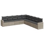 vidaXL Salon de jardin 9 Pièces avec coussins gris clair résine tressée