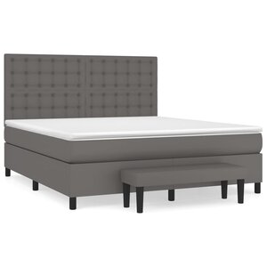 vidaXL Sommier à lattes de lit avec matelas Gris 180x200 cm Similicuir