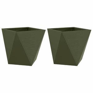 vidaXL Jardinière 2 Pièces Vert olive 50 x 50 x 50 cm Acier