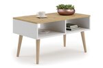 Table basse Sandi - chêne artisan et blanc
