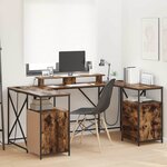 vidaXL Bureau Chêne fumé 182 x 101 x 87.5 cm Bois d'ingénierie