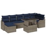 vidaXL Ensemble de canapé de jardin avec coussin 8 Pièces Gris Poly rotin