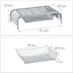 Support pour moniteur tiroir 2 compartiments côté support écran 29 5 cm argenté