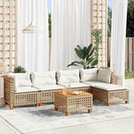 vidaXL Salon de jardin avec coussins 6 Pièces beige résine tressée