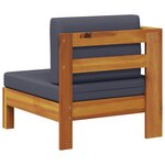 vidaXL Canapé central avec 1 accoudoir Gris foncé Acacia solide