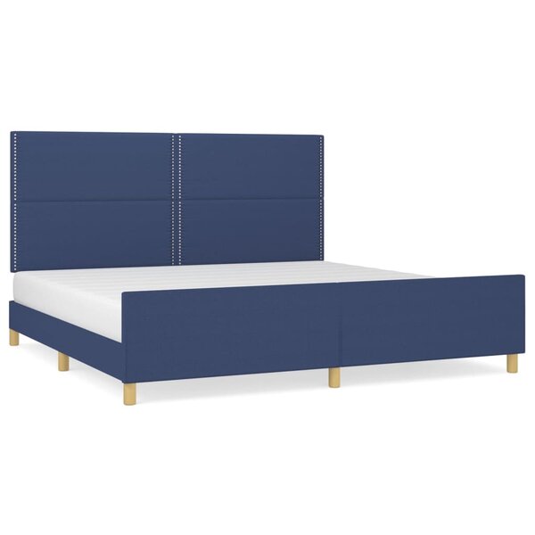 vidaXL Cadre de lit avec tête de lit Bleu 200 x 200 cm Tissu