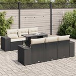 vidaXL Salon de jardin 7 Pièces avec coussins noir résine tressée