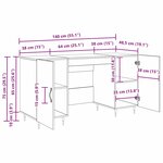 vidaXL Bureau avec porte Chêne noir 140 x 50 x 75 cm Bois d'ingénierie