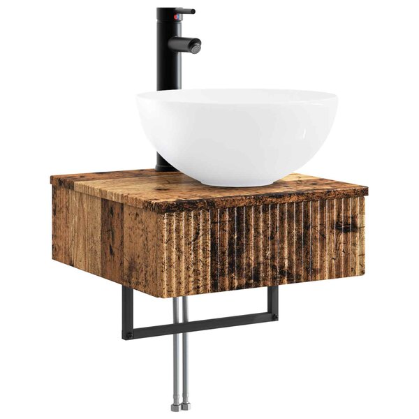 vidaXL Basin de lavage mural Bois ancien 40 x 41 x 40 5 cm
