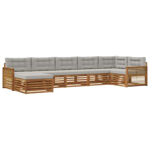 vidaXL Ensemble de canapés d'extérieur 7 pc Naturel et gris clair