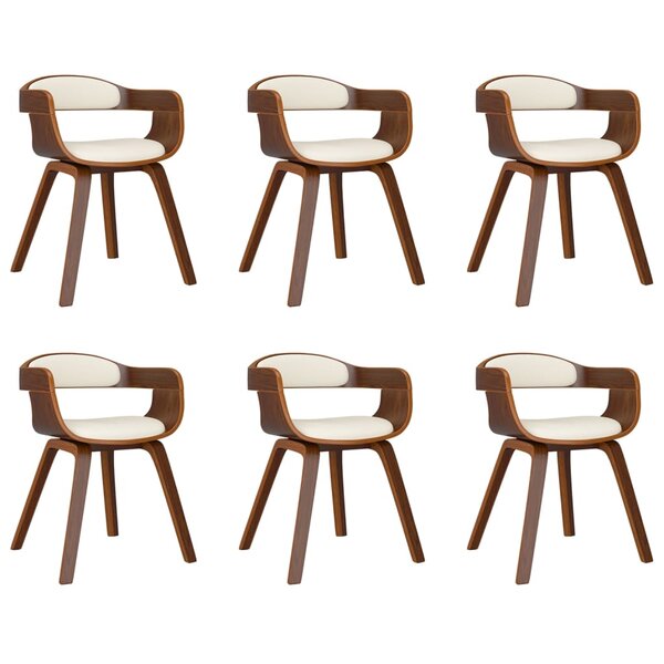 vidaXL Chaises à manger lot de 6 crème similicuir et bois courbé